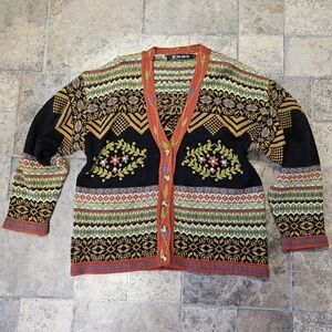 Vintage French Connection embroidered cardigan size medium